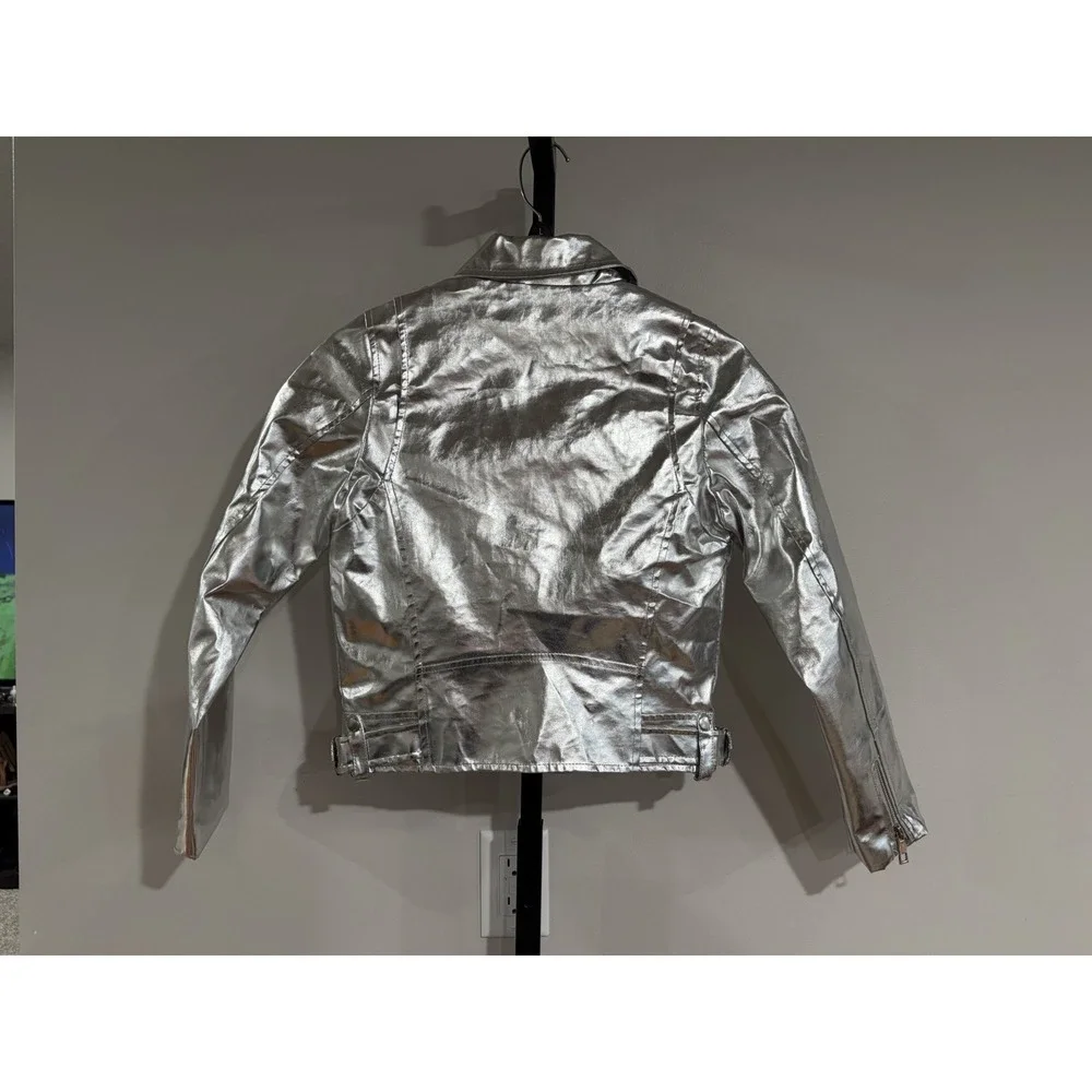 NOVA kids silver‎ metallic jacket designer fashion girls 12 NWOT P76